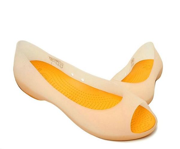 crocs特賣會2012 卡麗瑪麗珍魚嘴淑女涼鞋 水晶休閒沙灘鞋 珍珠白芒果黃