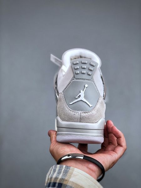 Air Jordan 4 Retro Frozen Moments 麂皮灰電鍍銀色 情侶款運動鞋